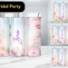 Custom bridal party tumblers in gift boxes. Bride and bridesmaid tumbler with floral design. Made by Tammi Oribello Designs, Lapeer, Mich.
